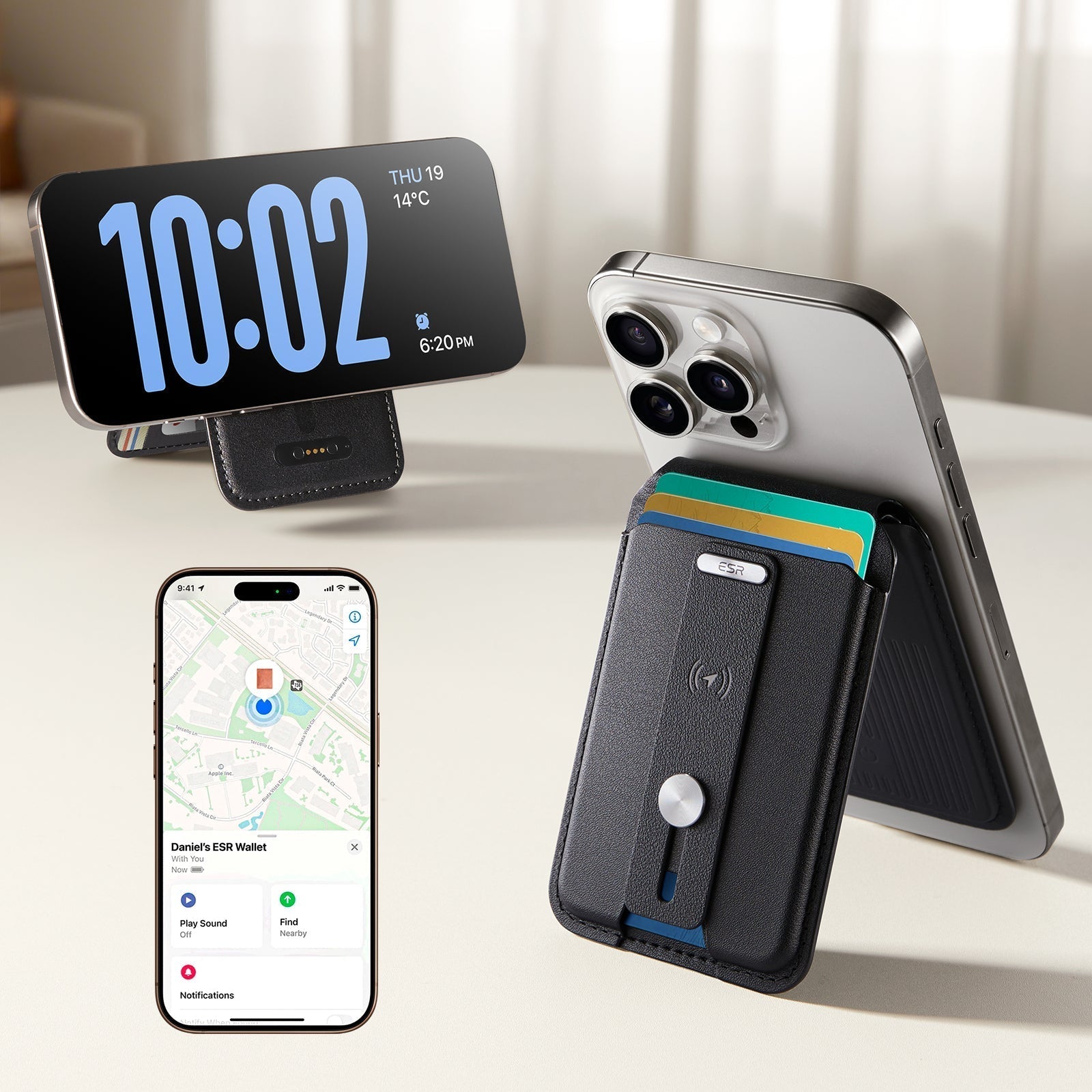 Geo Magnetic Wallet Stand (Grip) - Midnight Black