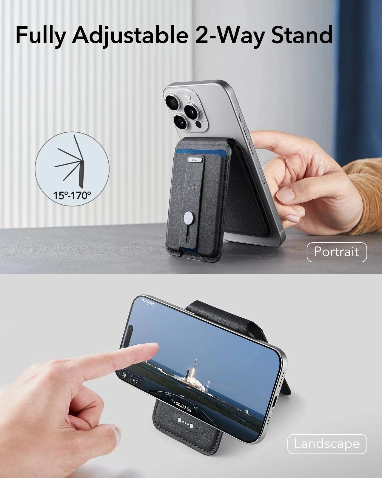 Geo Magnetic Wallet Stand (Grip) - Midnight Black