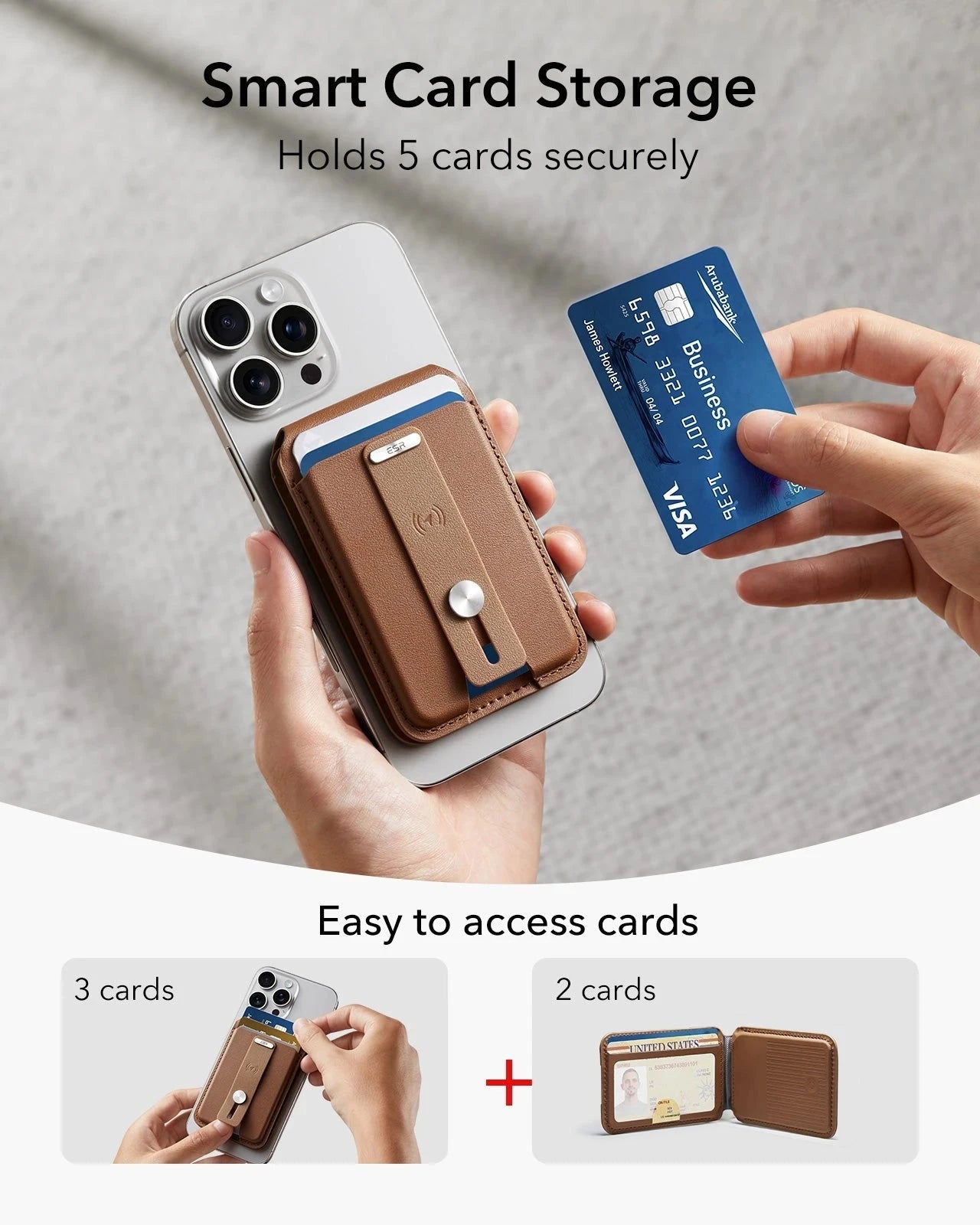 Geo Magnetic Wallet Stand (Grip) - Caramel Brown