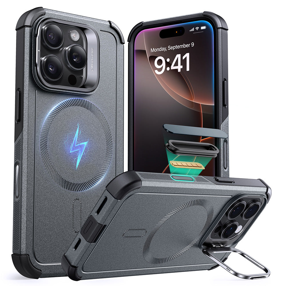iPhone 16 Pro Max Cyber Tough Magnetic Case (Camera Control, Stash Stand)
